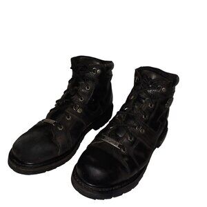 Harley-Davidson Mens Black Leather Ruskin Lace-Up Motorcycle Boots Size 11.5 M